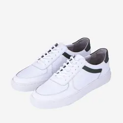 کفش روزمره چرم مردانه سفید سبز مدل sh134 sa