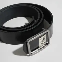 کمربند چرم مردانه مشکی مدل belfort-III