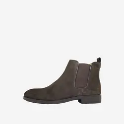 نیم بوت چرم مردانه قهوه‌ای مدل sh004