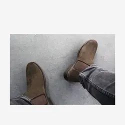 نیم بوت چرم مردانه قهوه‌ای مدل sh004