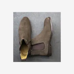 نیم بوت چرم مردانه قهوه‌ای مدل sh004