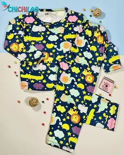 بلوز شلوار طرح حیوانات جنگل کد 1010 - فروشگاه چیچیلاس