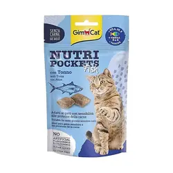 تشویقی گربه جیم کت مدل(Nutri Pockets Fish piena) طعم ماهی تن و مولتی ویتامین با وزن 60 گرم