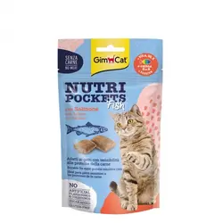تشویقی گربه جیم کت مدل(Nutri Pockets Fish salmone) طعم ماهی تن و سالمون با وزن 60 گرم