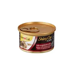 کنسرو گربه جیم کت مدل(ShinyCat Chicken with shrimps and malt) طعم مرغ و میگو و مالت با وزن 70 گرم