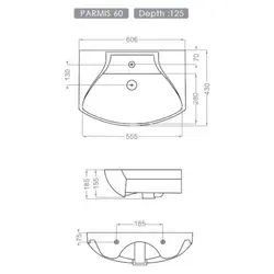 روشویی روکابینتی گلسار مدل پارمیس 60 با سایز 60 در 3 درجه - سیتی سازه