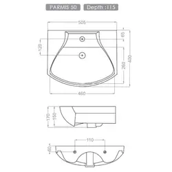 روشویی روکابینتی گلسار مدل پارمیس 50 با سایز ۵۰ در 3 درجه - سیتی سازه