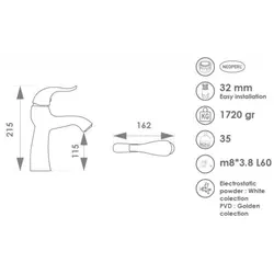 شیر روشویی راسان مدل اکتاو یکی از محصولات آنتیک و لوکس شرکت راسان - سیتی سازه