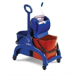 ترولی نظافتی fred با دو سطل مجزا برای آب تمیز و کثیف و سیستم آبگیر رولی