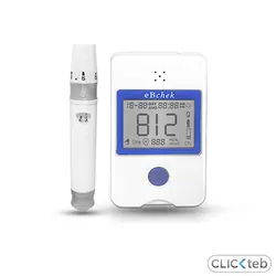 پکیج دستگاه تست قند خون (سخنگو) EB chek + دو بسته نوار 50 عددی و لانست | کلیک طب