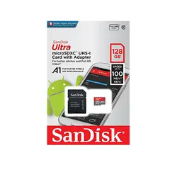 کارت حافظه microSDXC سن دیسک Ultra A1 ظرفیت 128 گیگابایت به همراه آداپتور SD