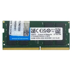 رم لپ تاپ کروشیال 32 گیگابایت DDR4 با فرکانس 3200 مگاهرتز