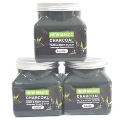اسکراب شنی صورت و بدن کاریته با عصاره ی زغال اکتیو | اسکراب