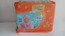 پوشک بچه طوبی ۵-۱۰ کیلو بسته ۱۶ عددی