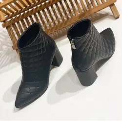 کفش بوت شنل دوزی چرم زنانهds00669