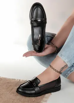 کفش مجلسی بغل توری چرم زنانهds00225