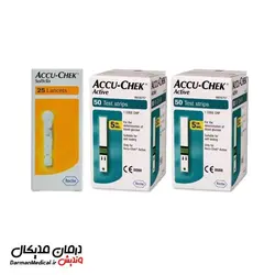 نوار تست قند خون آکیوچک اکتیو دو بسته به همراه 25 عدد سوزن