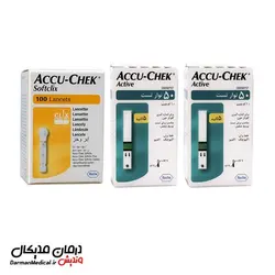 نوار تست قند خون آکیوچک اکتیو دو بسته به همراه 100 عدد سوزن
