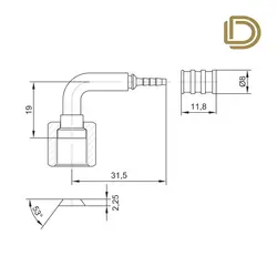 زانو شیلنگی با مهره 1/4 و بوش آلومینیومی | قیمت اتصالات شلنگ ترموپلاستیک - گروه صنعتی دی