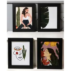 تابلو ست 4 عدد کاکتوس و دختر