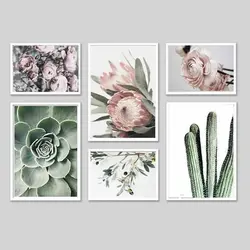 تابلو ست کاکتوس و رز صورتی