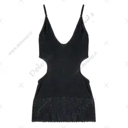 پیراهن خواب زنانه ریون و گیپور مشکی