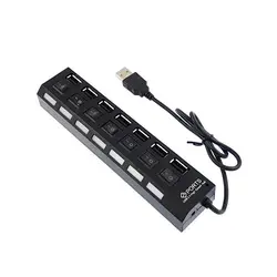 هاب 7 پورت با کلید قطع و وصل  USB 2.0 HIGH SPEED 7 PORT