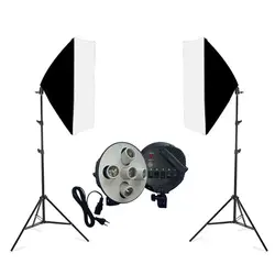 کیت تولید محتوا سه شاخه پروژکتور 5 لامپ به همراه سافت باکس 70×50،پایه نور و میله بوم