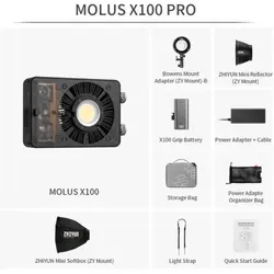 کیت ویدیو لایت ژیون تک Zhiyun-Tech MOLUS X100 Bi-Color Pocket Pro Kit