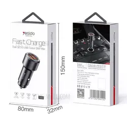 شارژر فندکی فست شارژ یسیدو Yesido Y43 Car Charger