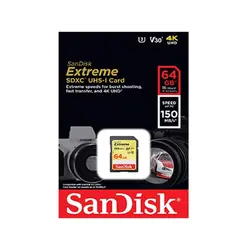 کارت حافظه سن دیسک Sandisk Extreme 64GB SDXC UHS-I 150MB/S