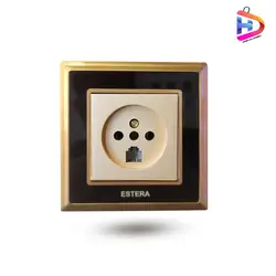 پریز تلفن دوکاره دور بژ مشکی مدل الارا پلاس استرا