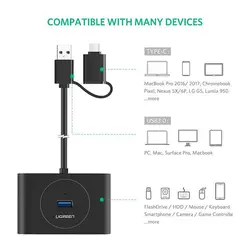 هاب USB3.0 و TYPE C برند UGREEN مدل 40850