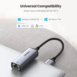 تبدیل USB3.0 به LAN گیگابیت فلزی برند UGREEN