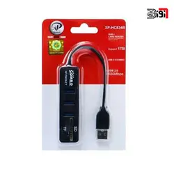هاب و کارت خوان 3 پورت USB 2.0 ایکس پی-پروداکت مدل XP-HC834B