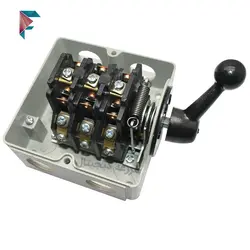 کلید بالابر ساختمانی تک فاز | 16 آمپر | دو طرفه (1-0-2) | چدنی