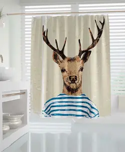 پرده حمام دلفین مدل Mr.Deer سایز 180x200 سانتی متر
