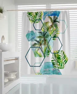 پرده حمام دلفین مدل Island سایز 180x200 سانتی متر