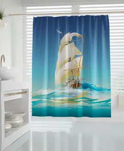 پرده حمام دلفین مدل Ship سایز 180x200 سانتی متر