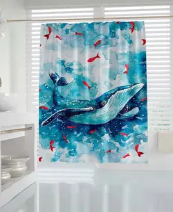 پرده حمام دلفین مدل Whale سایز 180x200 سانتی متر