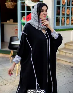 مانتو آستین کیمونو نواردوزی مشکی