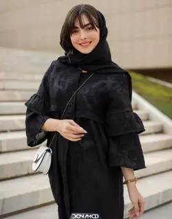 مانتو آستین ژاکارد آستین دوطبقه مشکی