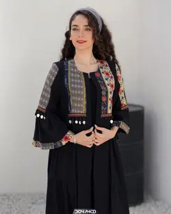 مانتو سکه دوزی طرح گل مشکی