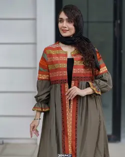 مانتو آستین کش پارچه هندی سبز