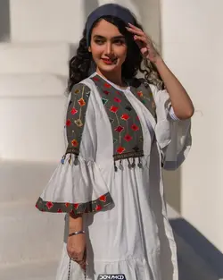 مانتو آرنج سکه دوزی سفید