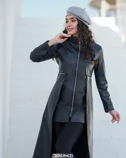 مانتو چرم کمر زیپ دار