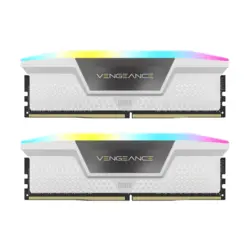 رم کامپیوتر دوکاناله 32 گیگابایتی کورسیر ونجنس آر جی بی وایت مدل CORSAIR VENGENCE RGB WHITE 32G 5200 DDR5