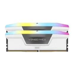 رم کامپیوتر دوکاناله 32 گیگابایتی کورسیر ونجنس آر جی بی وایت مدل CORSAIR VENGENCE RGB WHITE 32G 5200 DDR5