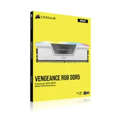 رم کامپیوتر دوکاناله 32 گیگابایتی کورسیر ونجنس آر جی بی وایت مدل CORSAIR VENGENCE RGB WHITE 32G 5200 DDR5