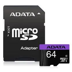 کارت حافظه microSDHC ای دیتا کلاس 10 استاندارد UHS-I U1 سرعت 80MBps مدل Premier ظرفیت 64 گیگابایت